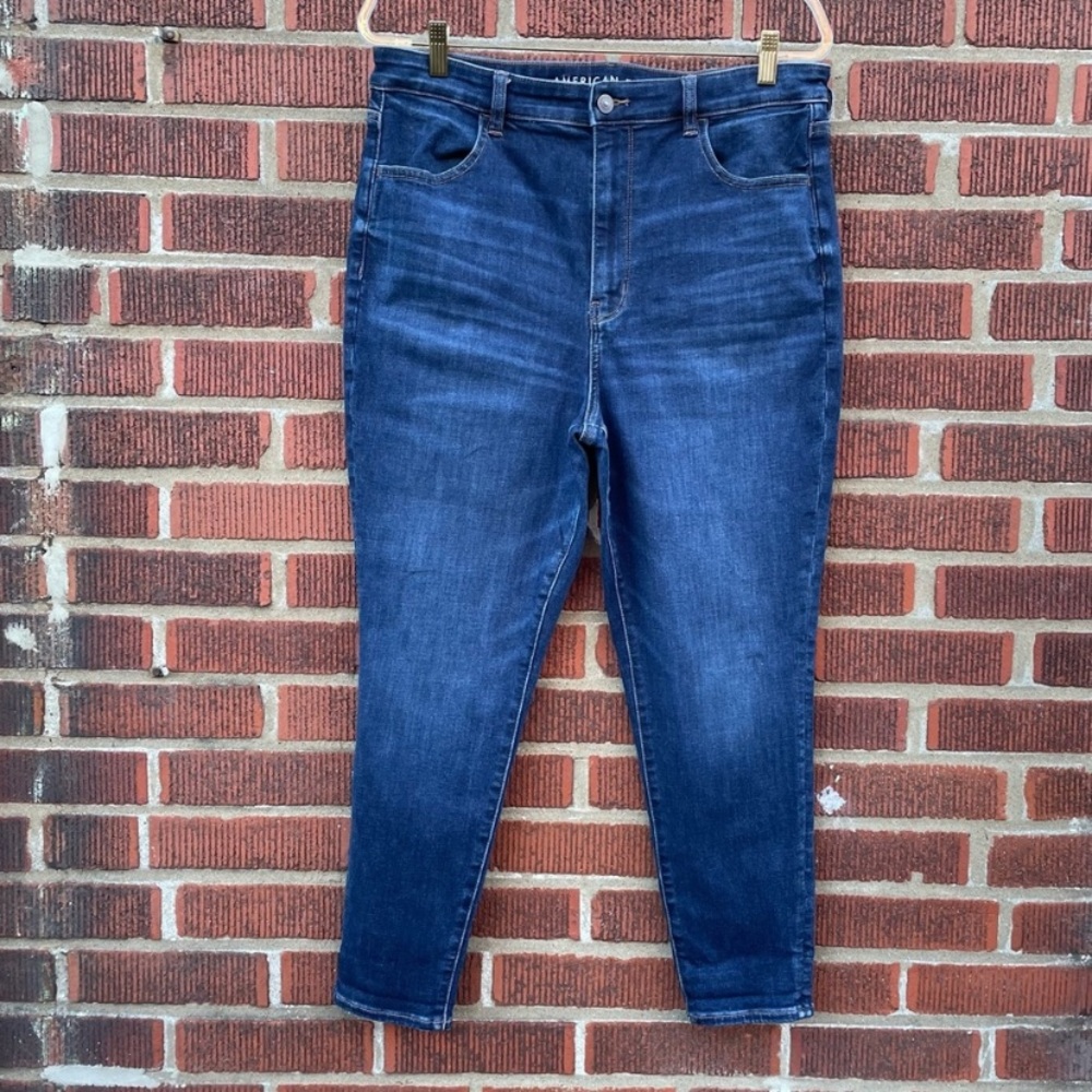 American Eagle Highest Rise Jegging Crop Skinny Jean Dark Wash Plus Size Stretch